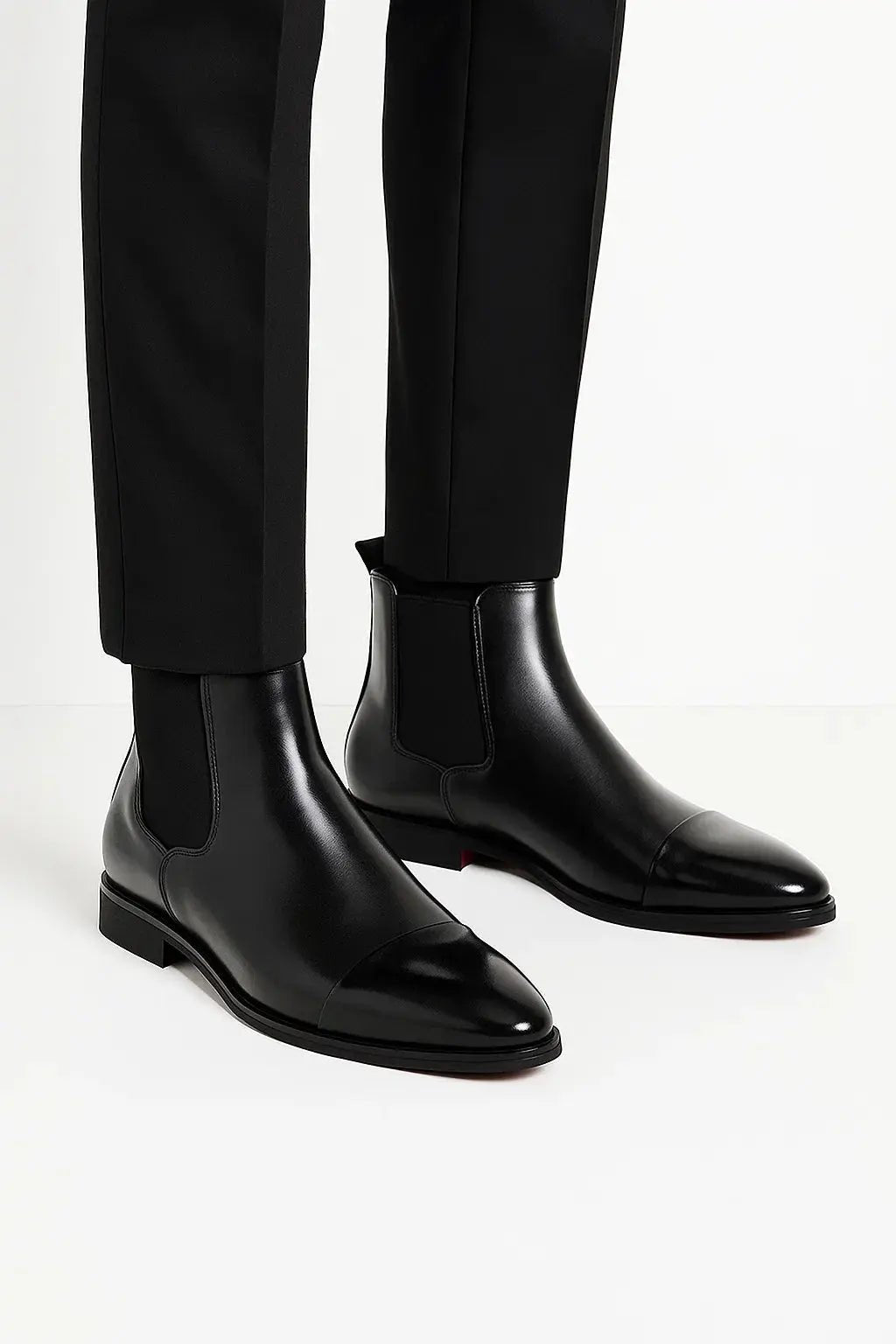 Men's Leather Cap Toe Chelsea Boots | Sleek Everyday Fit Front