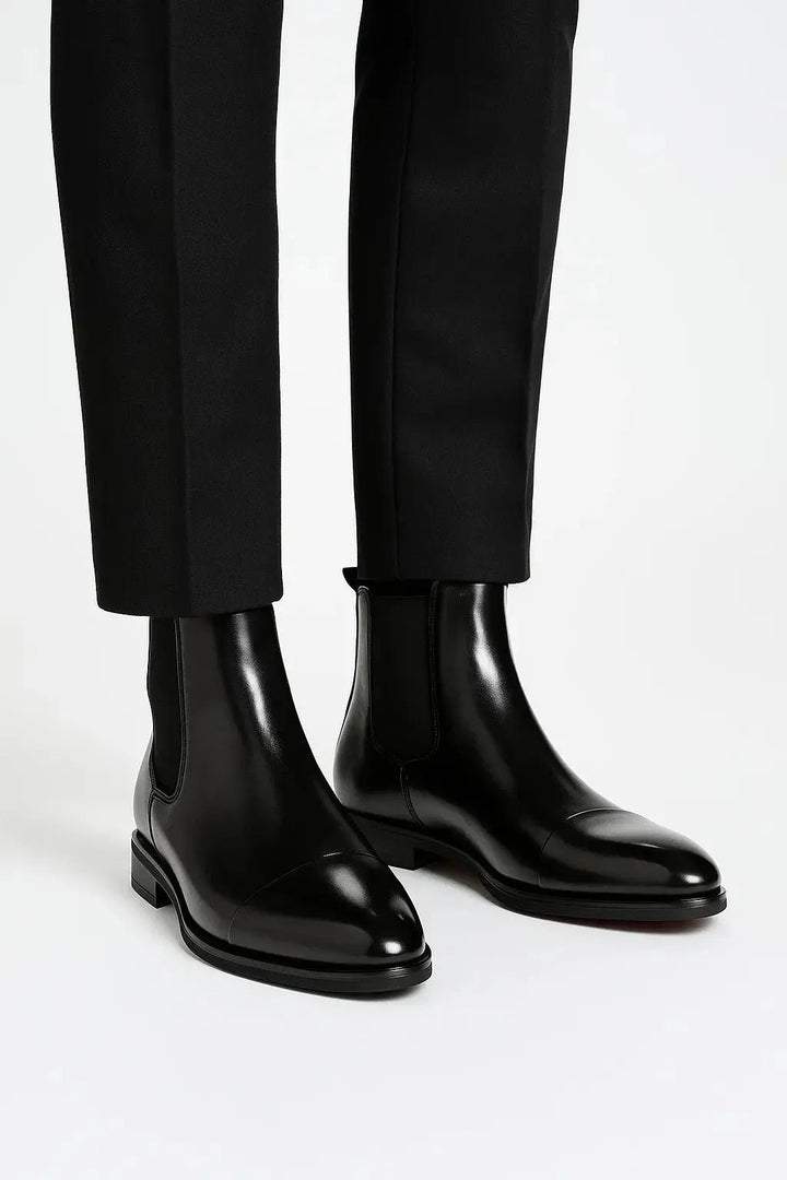 Men's Leather Cap Toe Chelsea Boots | Sleek Everyday Fit Hero