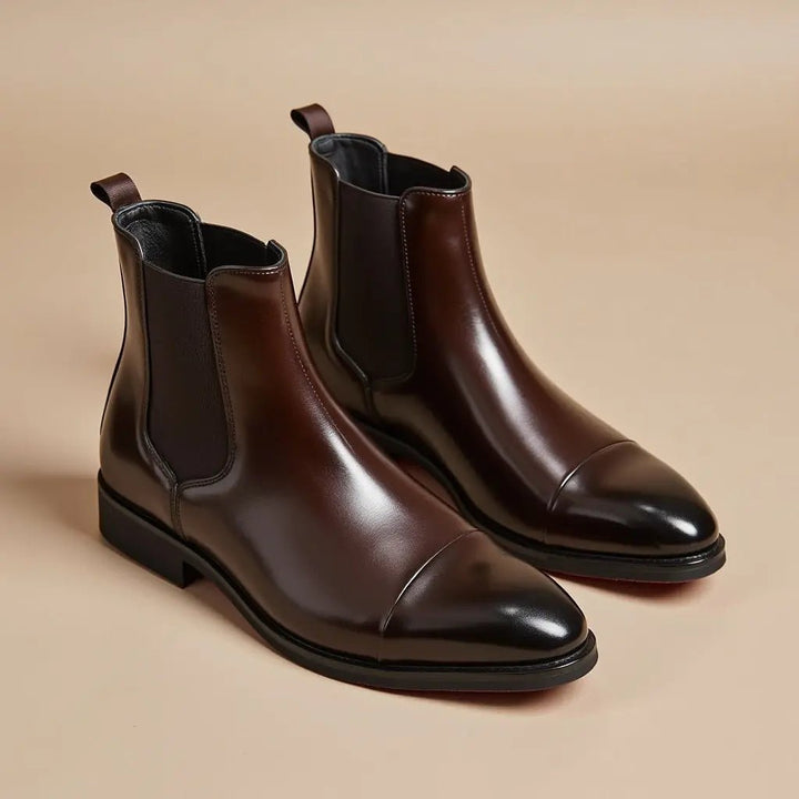 Men's Leather Cap Toe Chelsea Boots | Sleek Everyday Fit Lifestyle