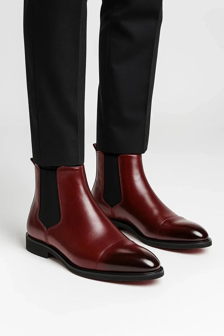Men's Leather Cap Toe Chelsea Boots | Sleek Everyday Fit Side