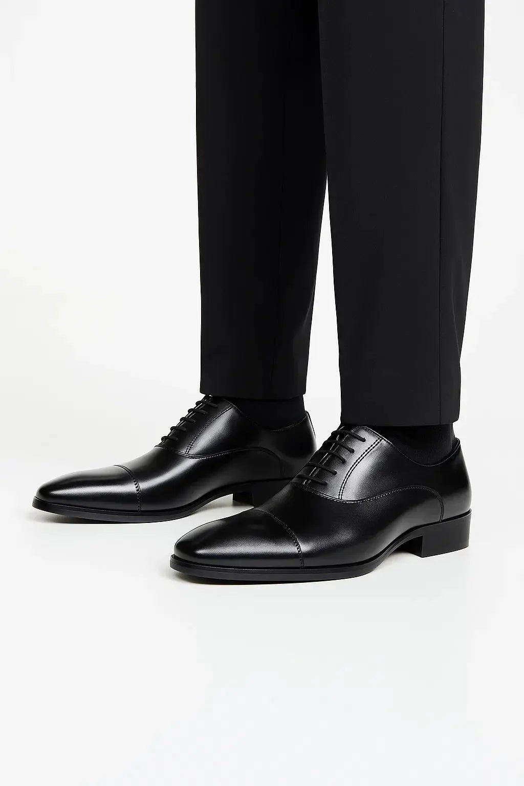 Men's Leather Derby Dress Shoes | Cap Toe Formal Black Hero