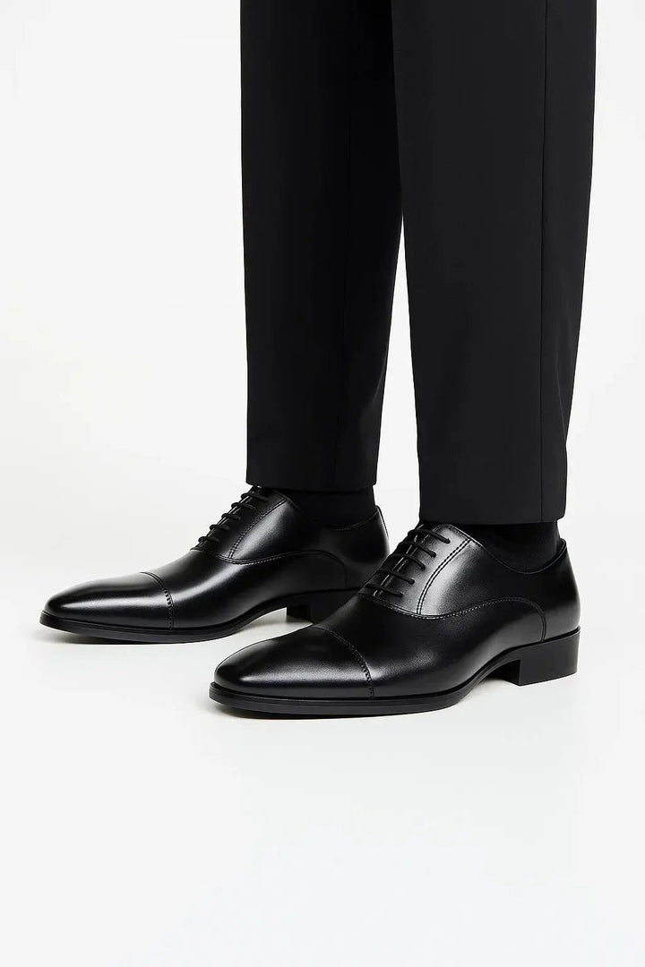 Men's Leather Derby Dress Shoes | Cap Toe Formal Black Hero