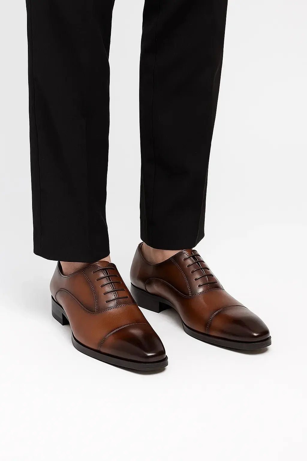 Men's Leather Derby Dress Shoes | Cap Toe Formal Black Side