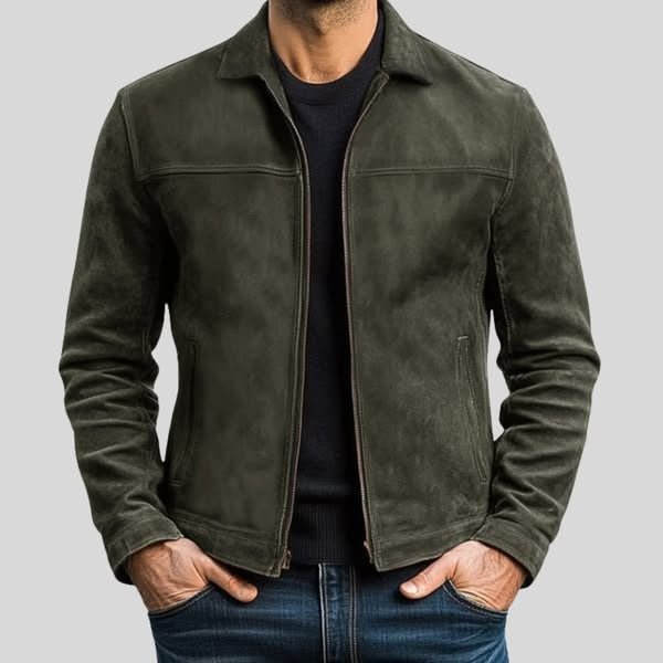 Men's Leather Jacket | Spread Collar Everyday Layering Fit Detail