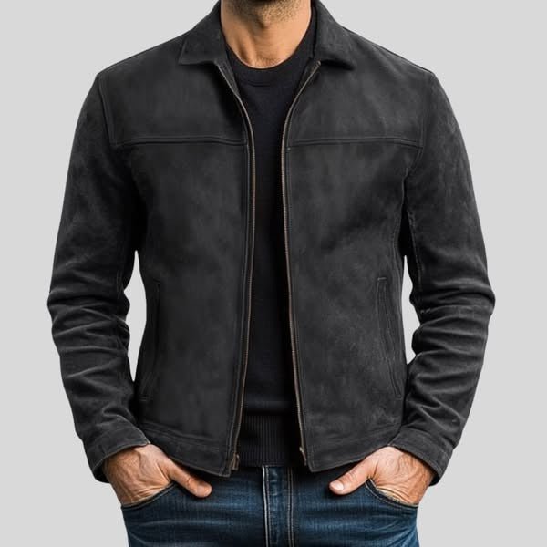 Men's Leather Jacket | Spread Collar Everyday Layering Fit Hero