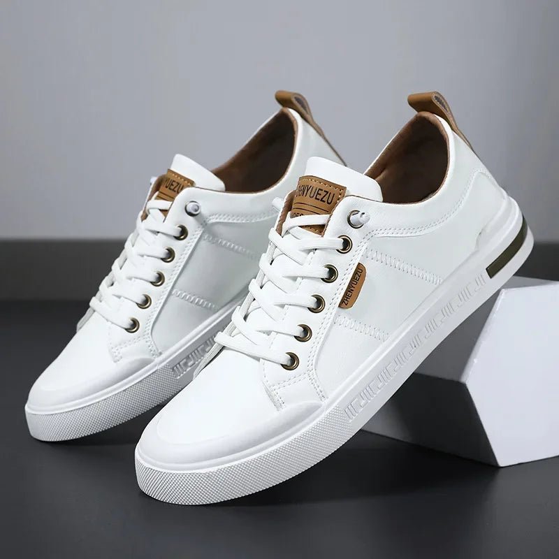 Men's Leather Two-Tone Sneakers with Contrast Collar Hero