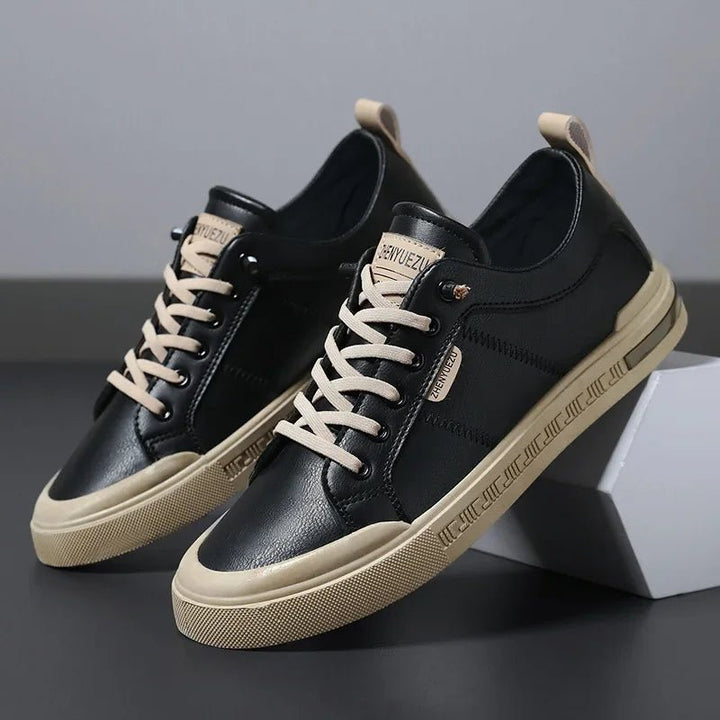 Men's Leather Two-Tone Sneakers with Contrast Collar Lifestyle