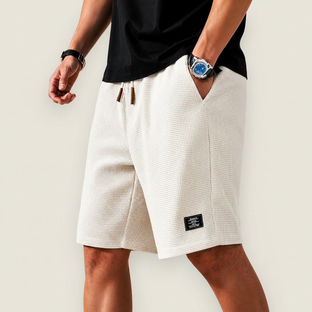Men's Lightweight Summer Shorts | Waffle Knit Relaxed Fit Front