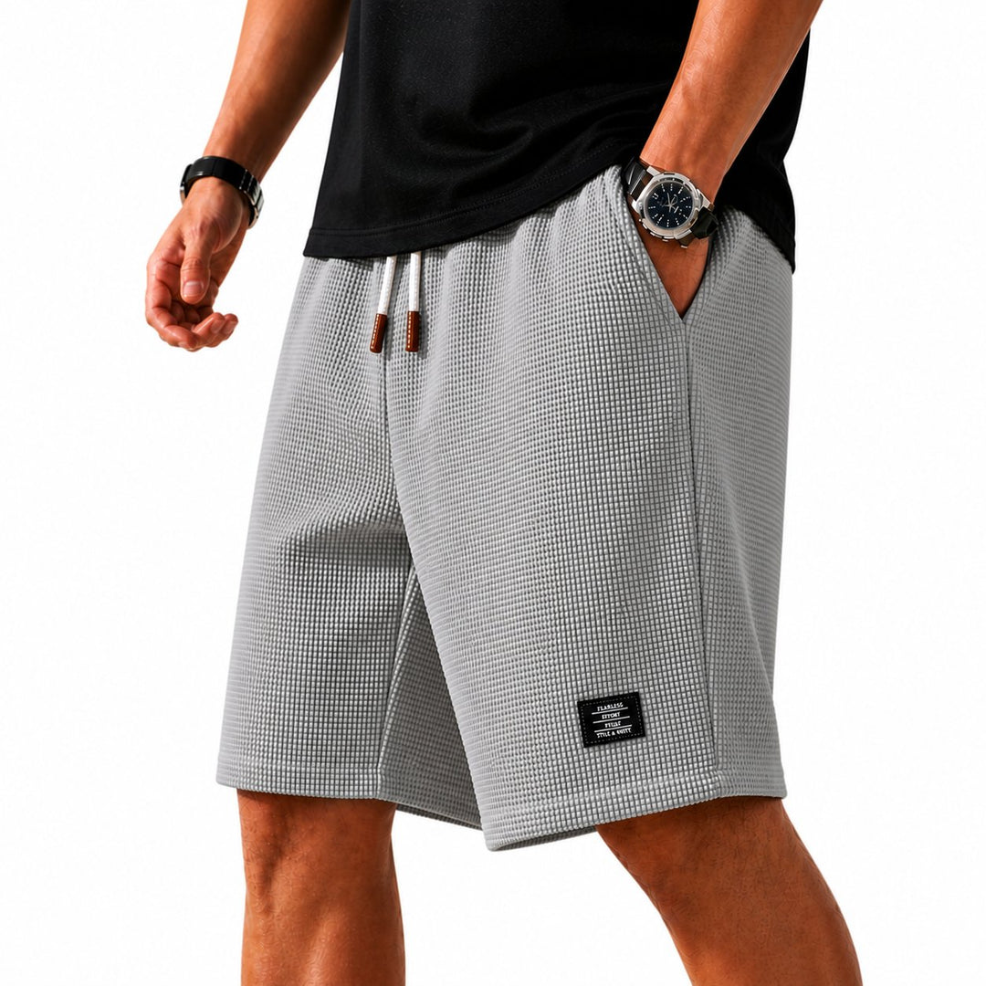 Men's Lightweight Summer Shorts | Waffle Knit Relaxed Fit Side