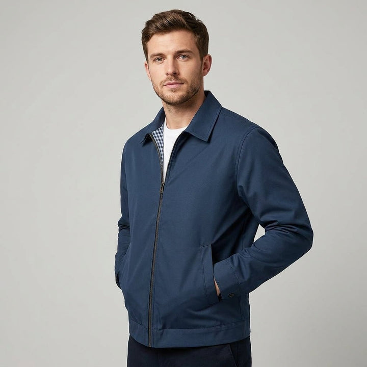 Men's Lined Classic Jacket | Harrington Fit with Gingham Lining Side