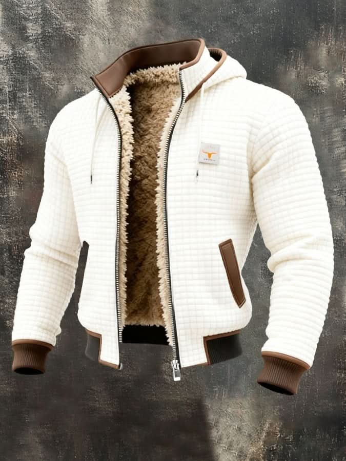 Men's Lined Quilted Winter Jacket | Sherpa Zip Up Hooded Detail