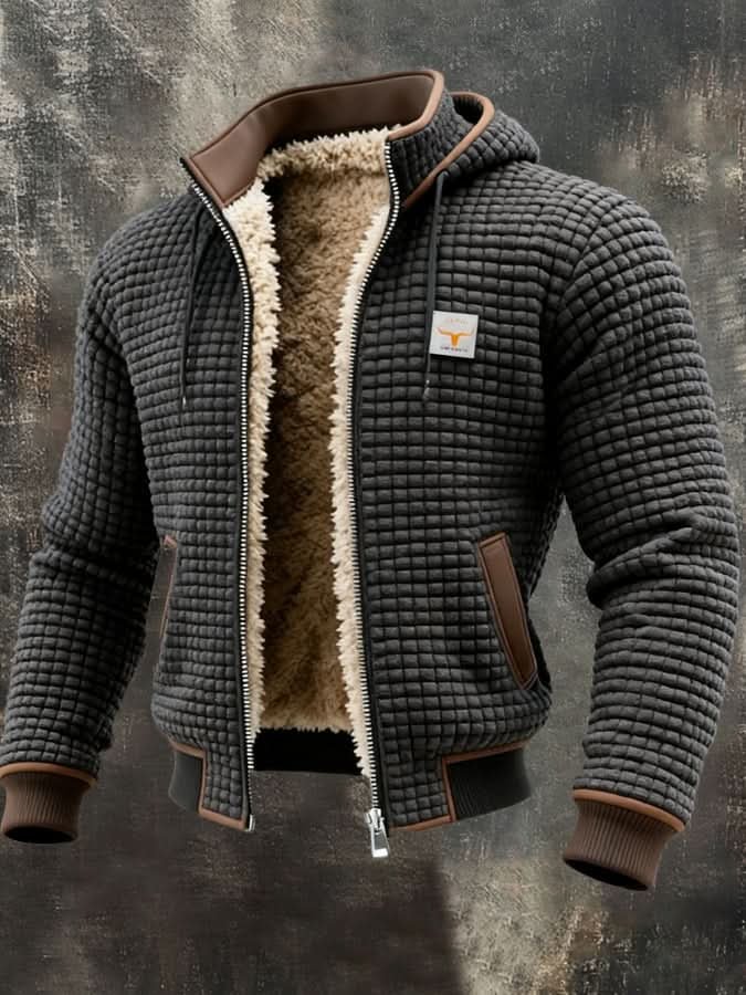 Men's Lined Quilted Winter Jacket | Sherpa Zip Up Hooded Hero