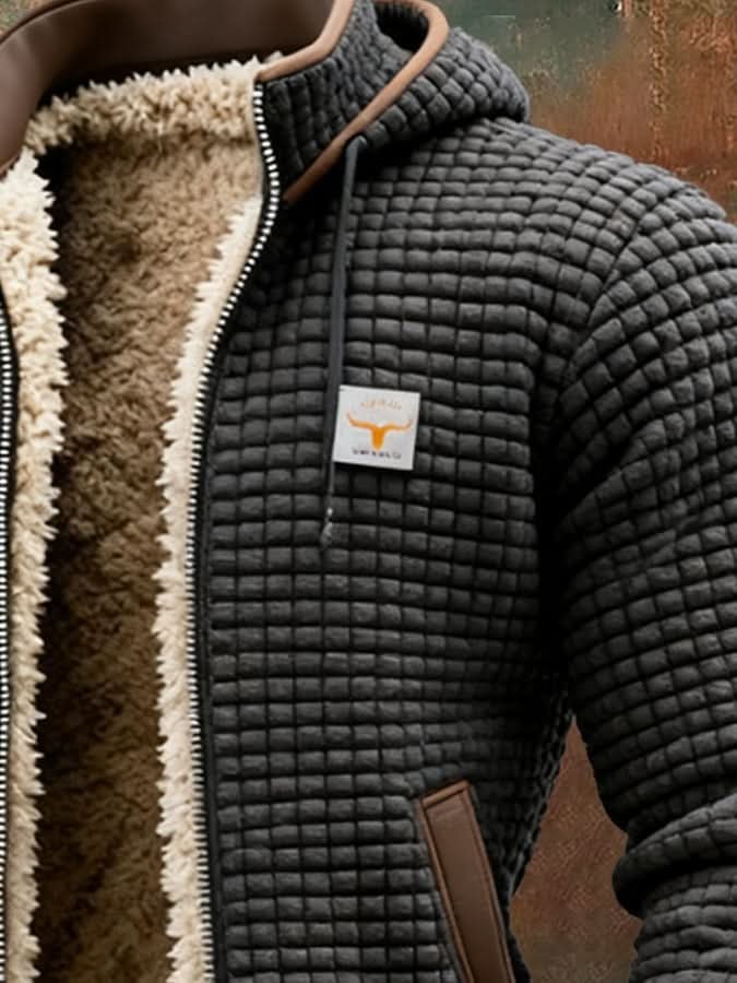 Men's Lined Quilted Winter Jacket | Sherpa Zip Up Hooded Lifestyle
