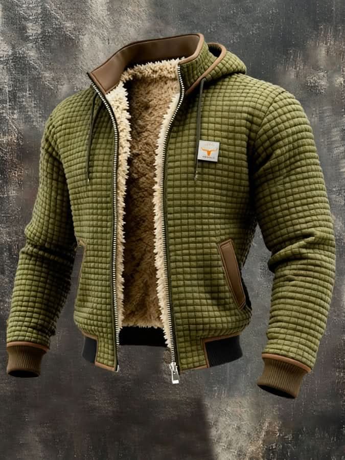 Men's Lined Quilted Winter Jacket | Sherpa Zip Up Hooded Side