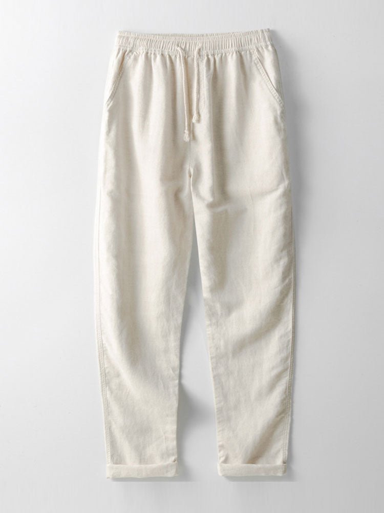 Men's Linen Band Collar Co-Ord | Matching Trousers Set Angle