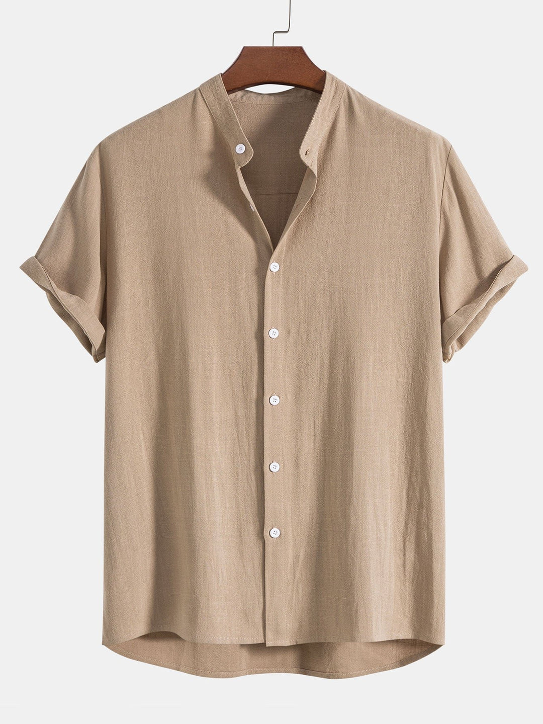 Men's Linen Band Collar Co-Ord | Matching Trousers Set Back