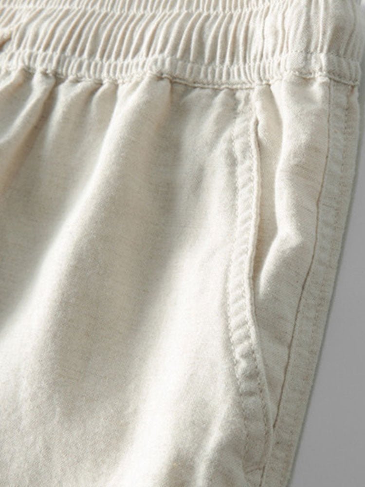 Men's Linen Band Collar Co-Ord | Matching Trousers Set Full