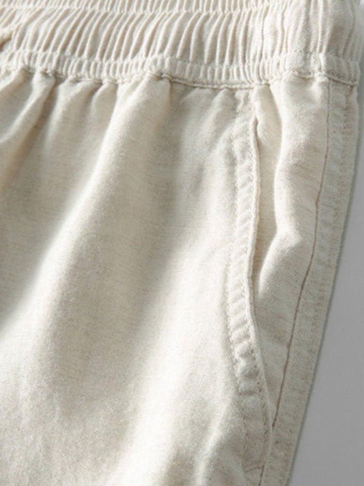 Men's Linen Band Collar Co-Ord | Matching Trousers Set Full