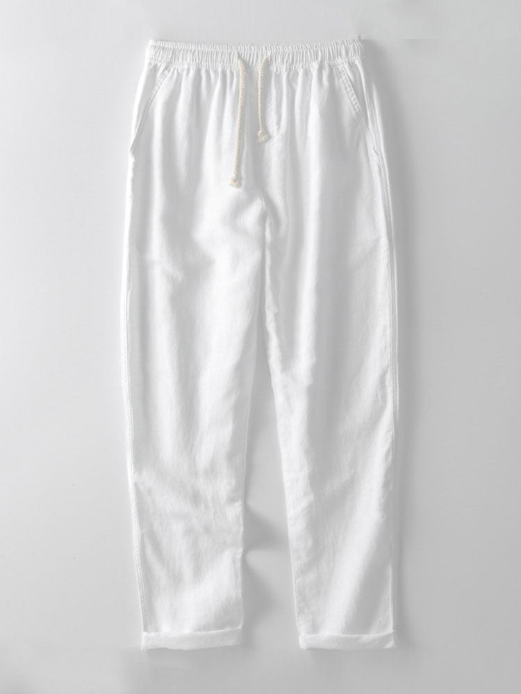 Men's Linen Band Collar Co-Ord | Matching Trousers Set View 11