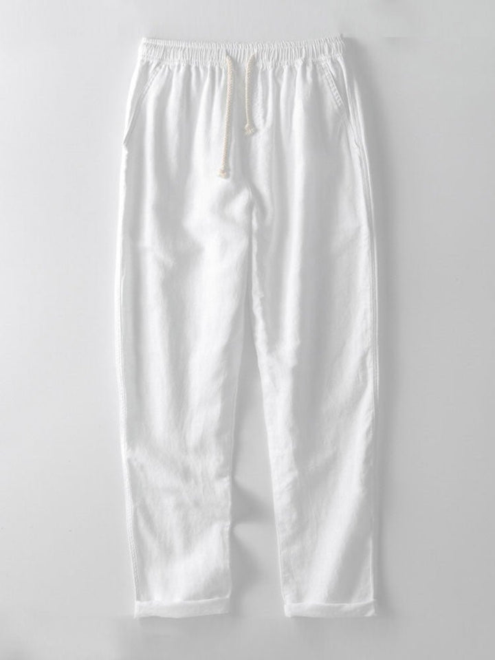 Men's Linen Band Collar Co-Ord | Matching Trousers Set View 11