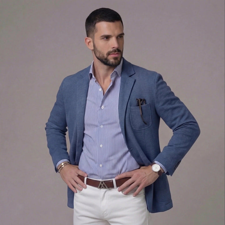 Men's Linen Blazer Jacket | Smart Casual Lightweight Fit Detail