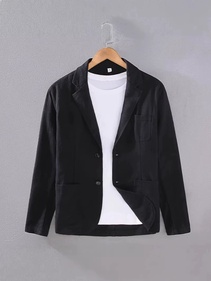 Men's Linen Blazer | Unstructured Relaxed Fit Summer Detail