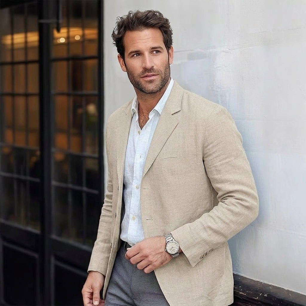 Men's Linen Blend Blazer | Notch Lapel Relaxed Fit Hero