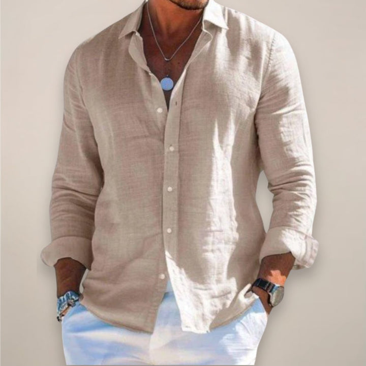 Men's Linen Button Shirt | Long Sleeve Airy Fit Angle