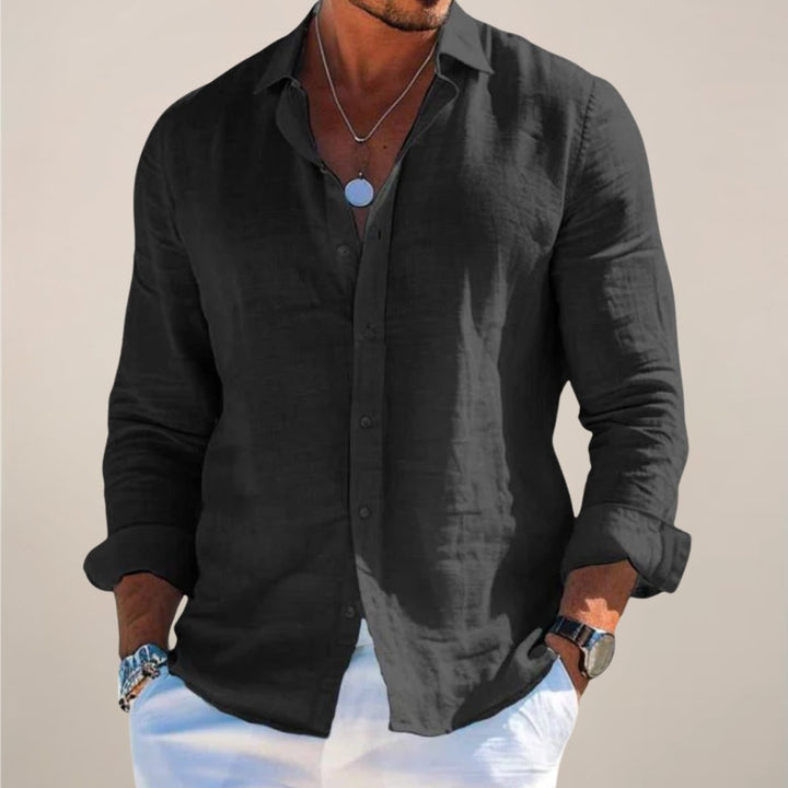 Men's Linen Button Shirt | Long Sleeve Airy Fit Back