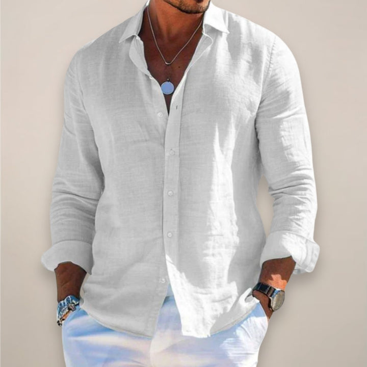 Men's Linen Button Shirt | Long Sleeve Airy Fit Detail