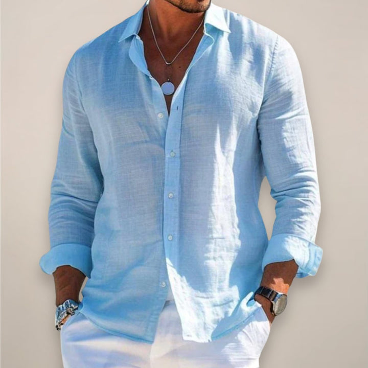 Men's Linen Button Shirt | Long Sleeve Airy Fit Side