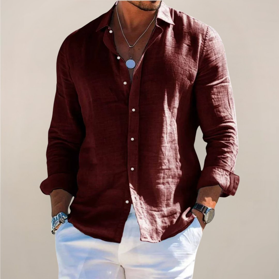 Men's Linen Button Shirt | Long Sleeve Airy Fit View 11