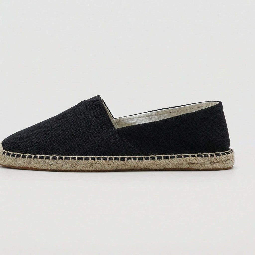 Men's Linen Espadrilles | Slip On with Braided Rope Sole Angle