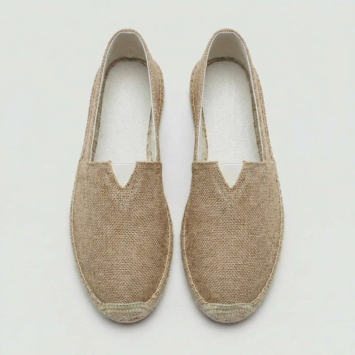 Men's Linen Espadrilles | Slip On with Braided Rope Sole Back