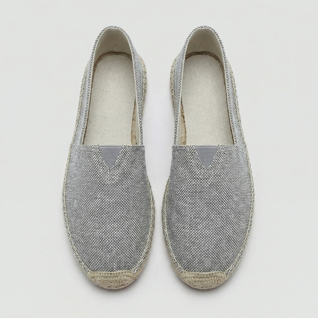 Men's Linen Espadrilles | Slip On with Braided Rope Sole Front