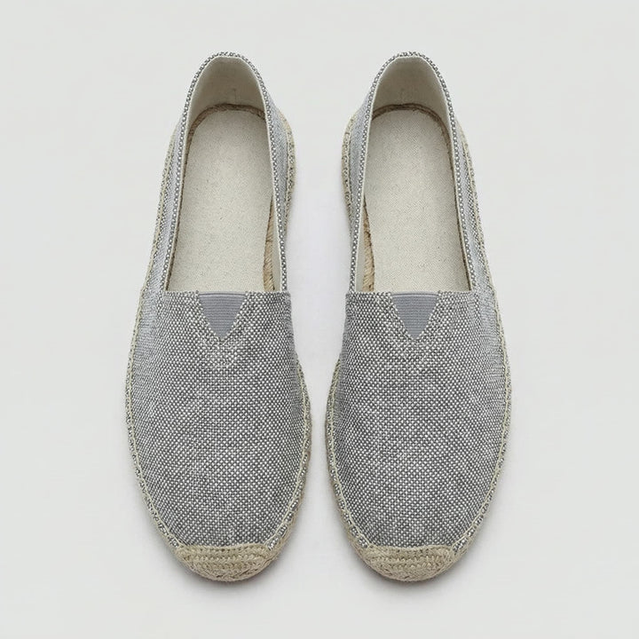 Men's Linen Espadrilles | Slip On with Braided Rope Sole Front