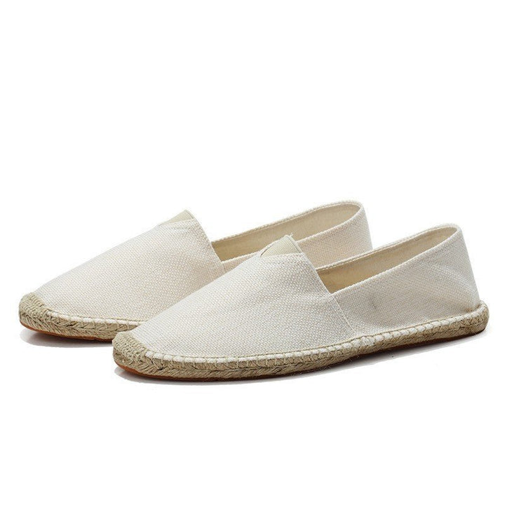 Men's Linen Espadrilles | Slip On with Braided Rope Sole Full