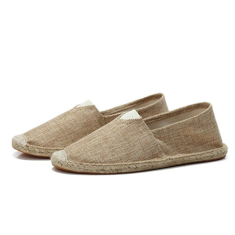 Men's Linen Espadrilles | Slip On with Braided Rope Sole Side