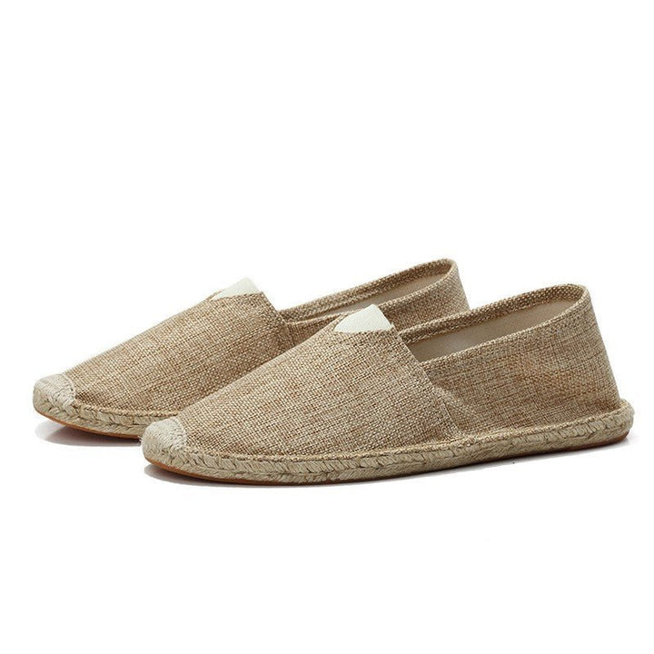 Men's Linen Espadrilles | Slip On with Braided Rope Sole Side