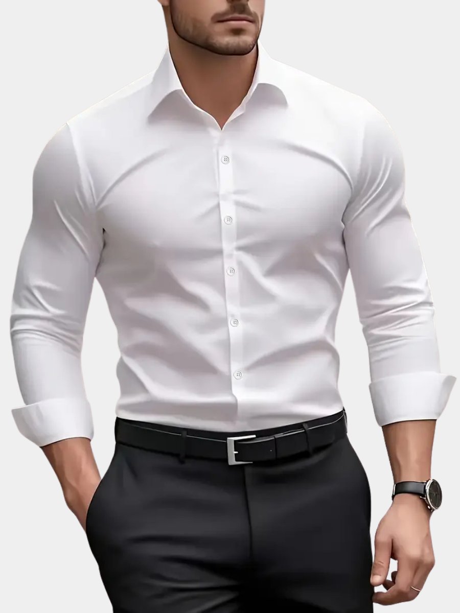Men's Long Sleeve Breathable Shirt | Slim Fit Hidden Placket Hero