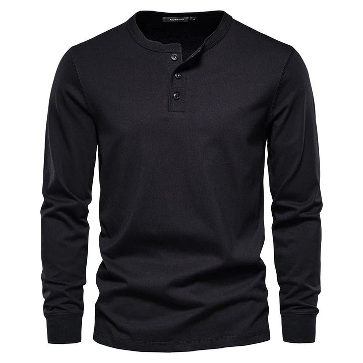 Men's Long Sleeve Henley Shirt | Button Placket City Fit Angle