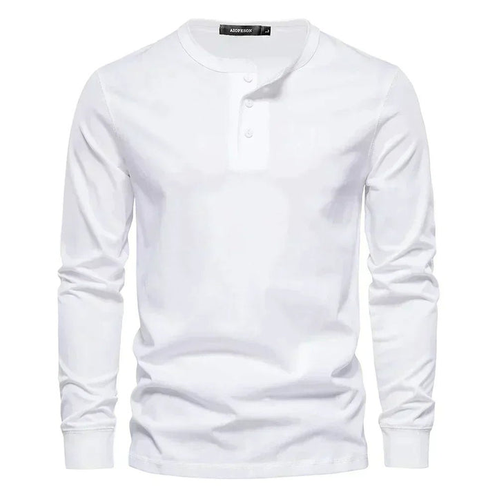 Men's Long Sleeve Henley Shirt | Button Placket City Fit Back