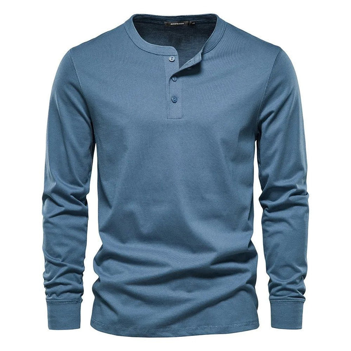 Men's Long Sleeve Henley Shirt | Button Placket City Fit Front