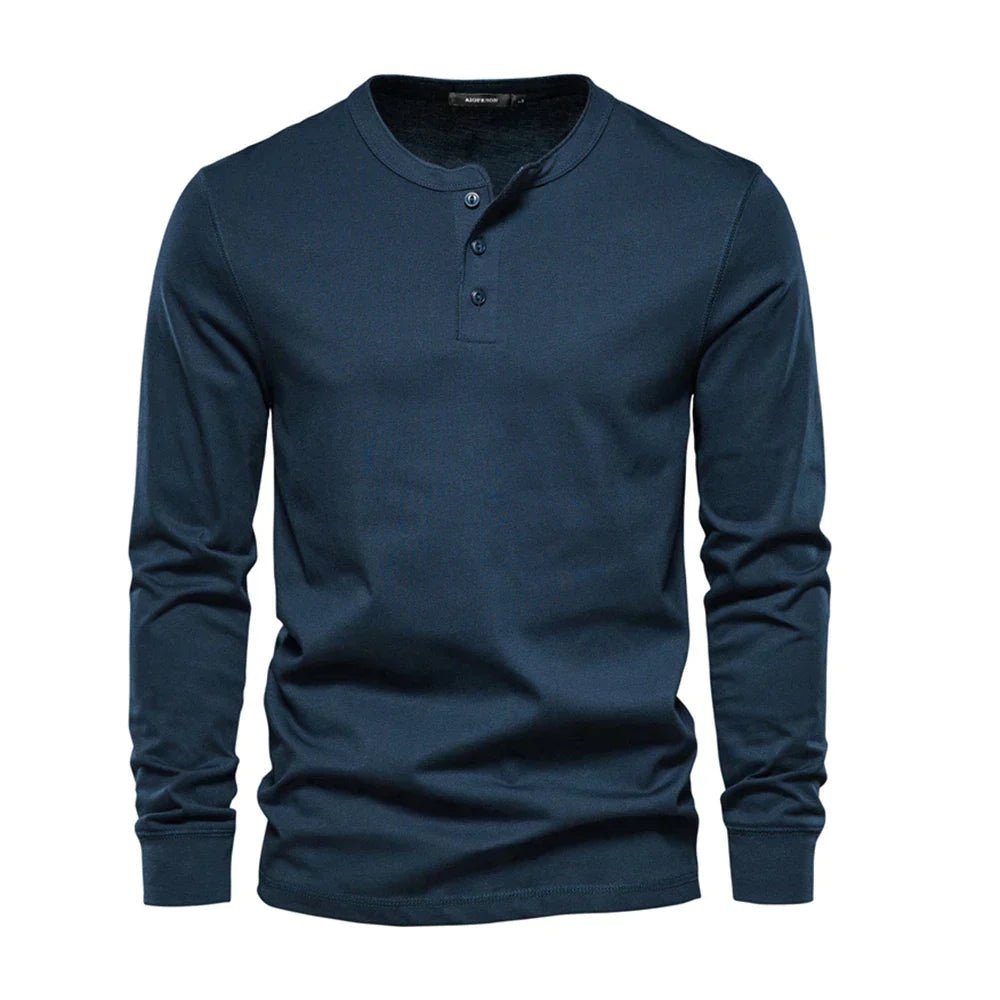 Men's Long Sleeve Henley Shirt | Button Placket City Fit Hero