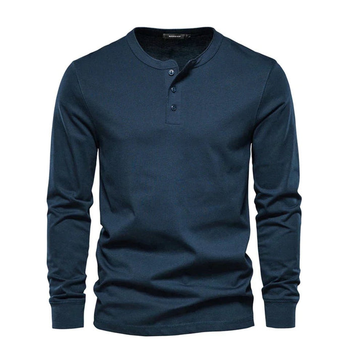 Men's Long Sleeve Henley Shirt | Button Placket City Fit Hero