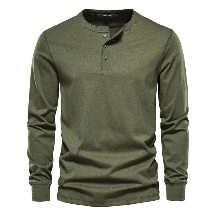 Men's Long Sleeve Henley Shirt | Button Placket City Fit Side