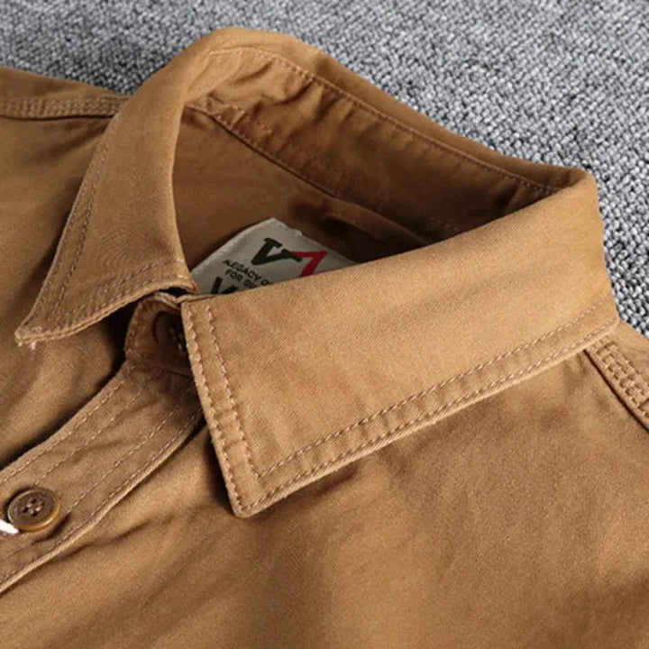 Men's Long Sleeve Pocket Shirt with Dual Chest Pockets Detail
