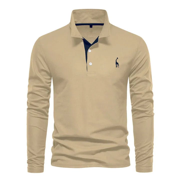 Men's Long Sleeve Polo Shirt | Classic Fit with Contrast Placket Back