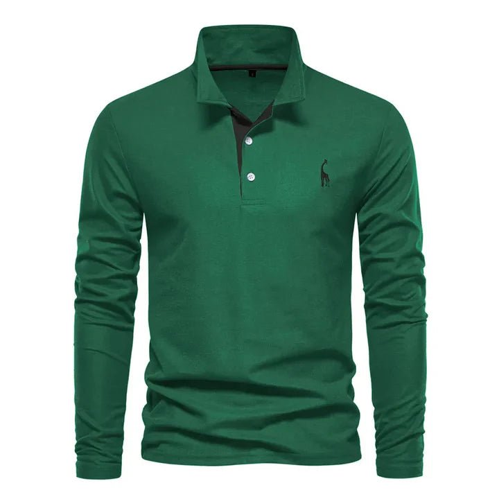 Men's Long Sleeve Polo Shirt | Classic Fit with Contrast Placket Detail