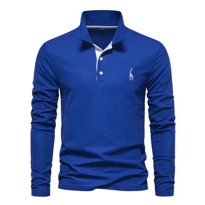 Men's Long Sleeve Polo Shirt | Classic Fit with Contrast Placket Front